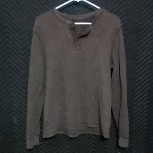 Faded Glory Long Sleeve Waffle Shirt, L